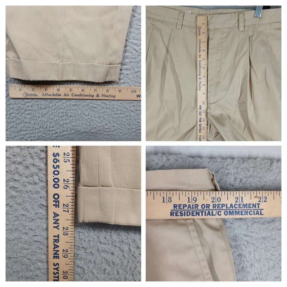 John W. Nordstrom Pleated Cuffed Cotton Chino Pants 40x30 Khaki Beige